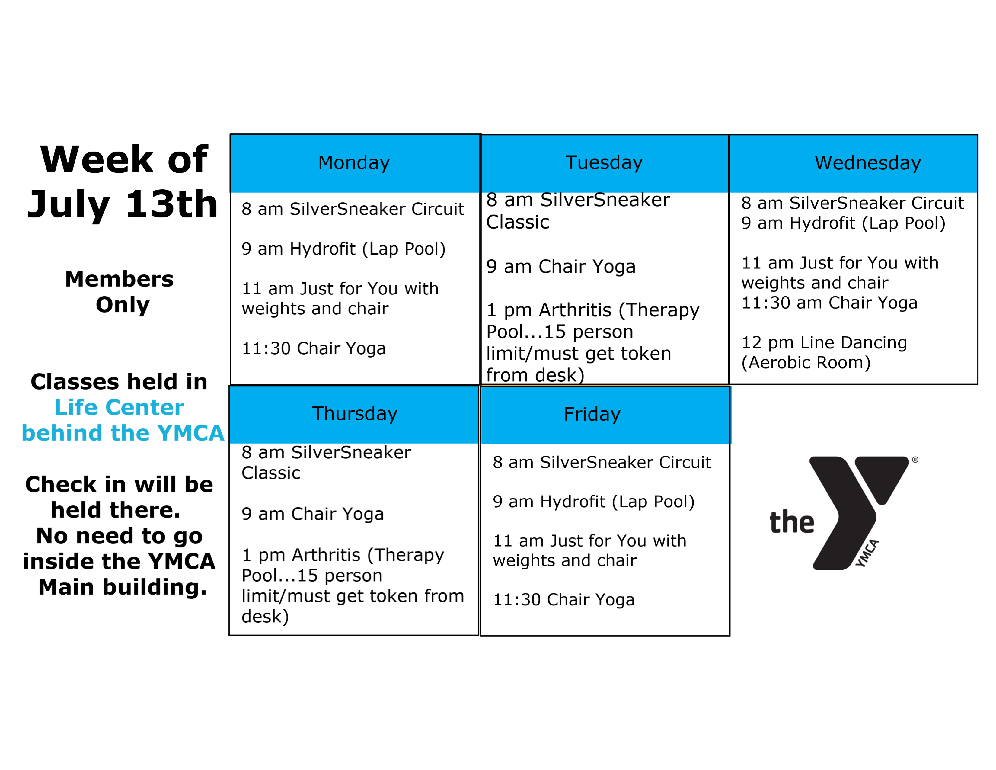 AOA Schedule July 13 | Beaver County YMCA